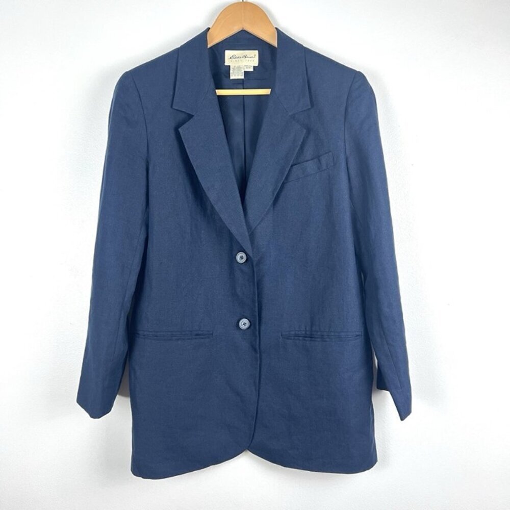 Eddie Bauer 100%‎ Linen Navy Blue Blazer Men's Sz S Preppy Wedding Business